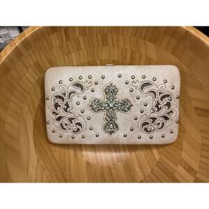 Pre-Loved Women’s Blingy Western Cross Clutch - Beige